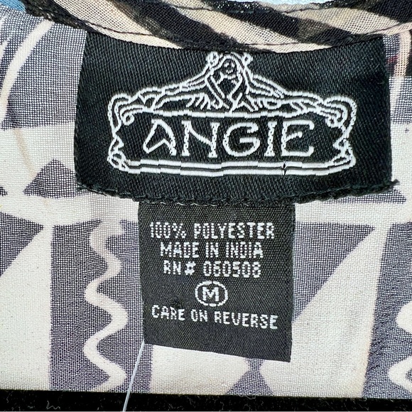 Angie NWT Aztec Print Fringe Kimono Medium Sheer Colorful Southwest Boho Flowy - Picture 13 of 16